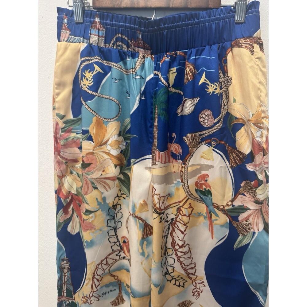 NWT CHICO'S Sanibel Island Print Wide Leg Silky Pants Women's Size 8 - Picture 7 of 12